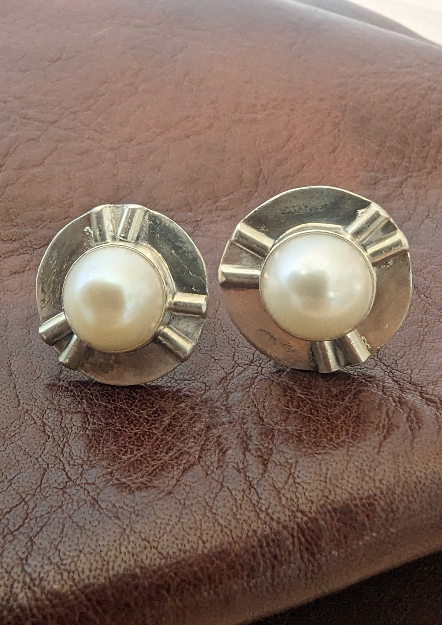 Pearl Wheel Earrings