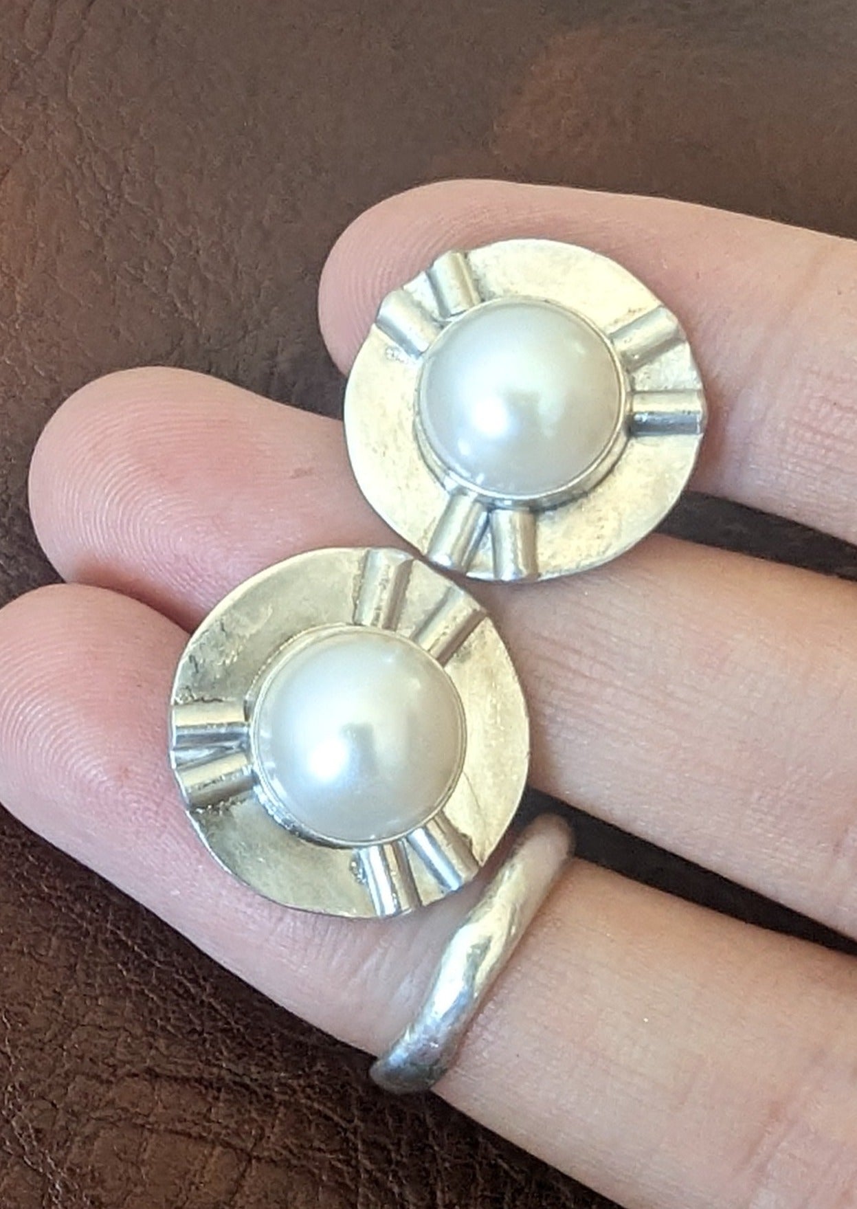 Pearl Wheel Earrings